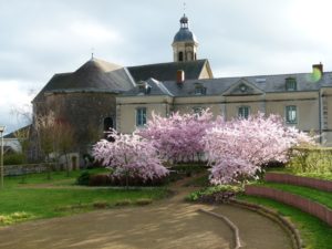 Le théâtre de verdure, jardin de la Cure et bibliothèque du Mesnil-en-Vallée