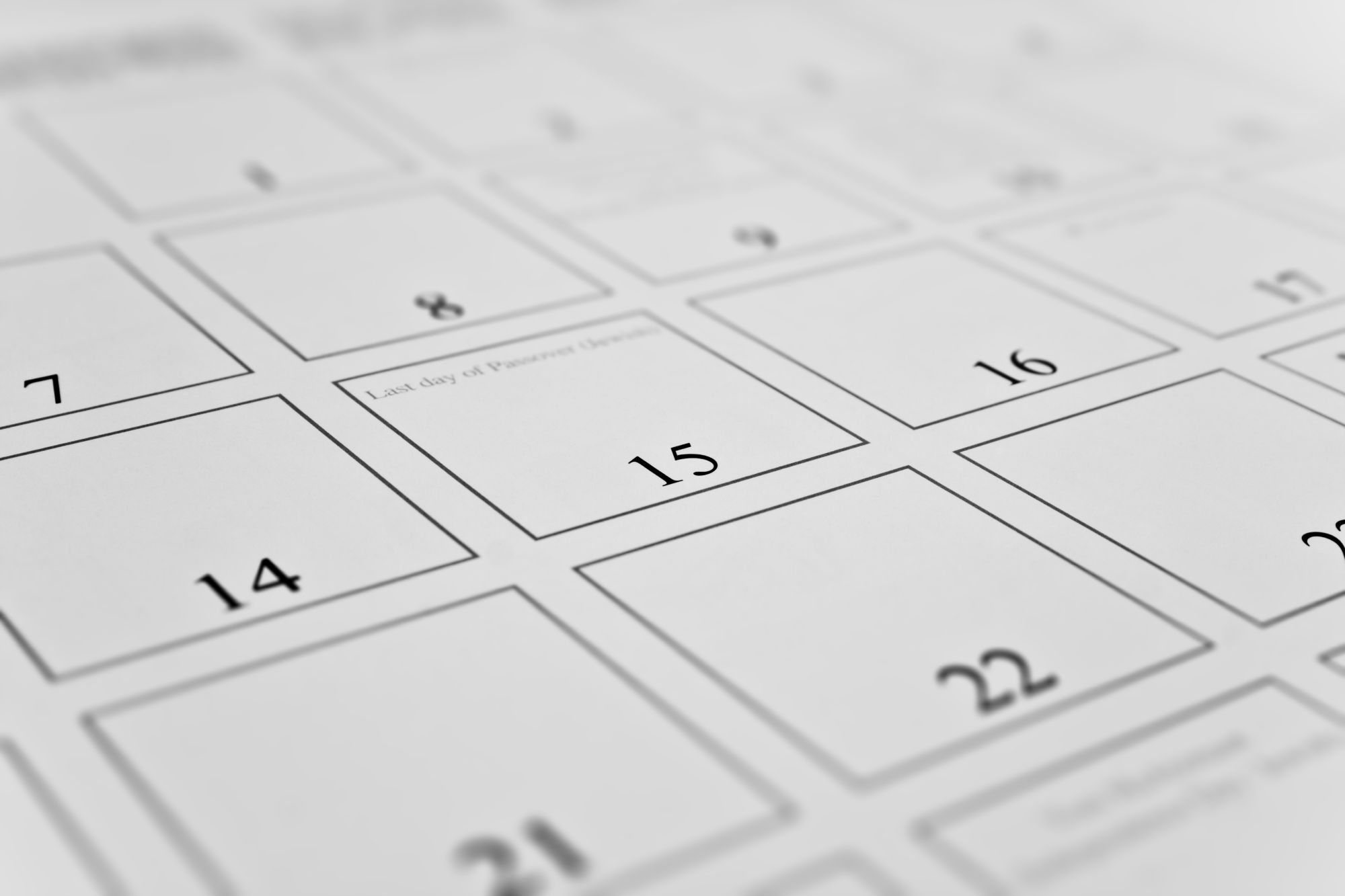 Un gros plan sur un calendrier