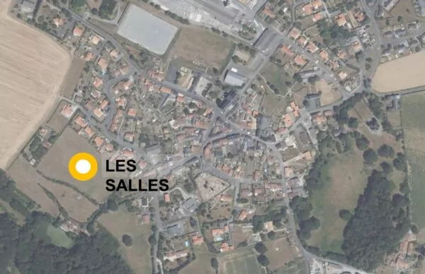 Vue aérienne de l'emplacement du quartier les Salles à Saint-Laurent-du-Mottay