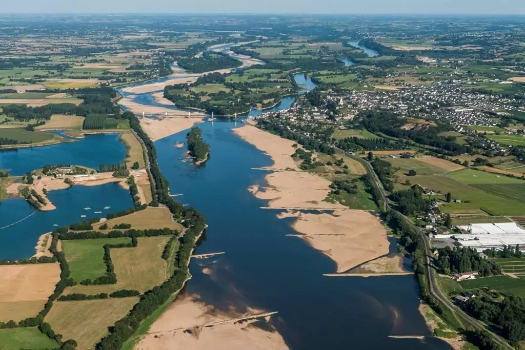 Vue aérienne de Montjean-sur-Loire