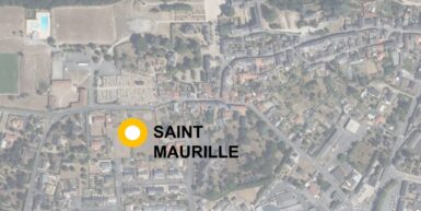 Vue aérienne de l'emplacement du quartier de Saint-Maurille à Saint-Florent-le-Vieil