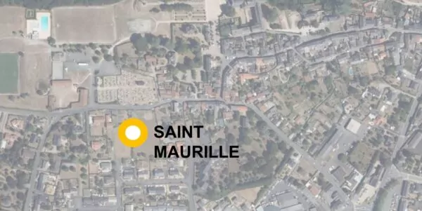 Vue aérienne de l'emplacement du quartier de Saint-Maurille à Saint-Florent-le-Vieil