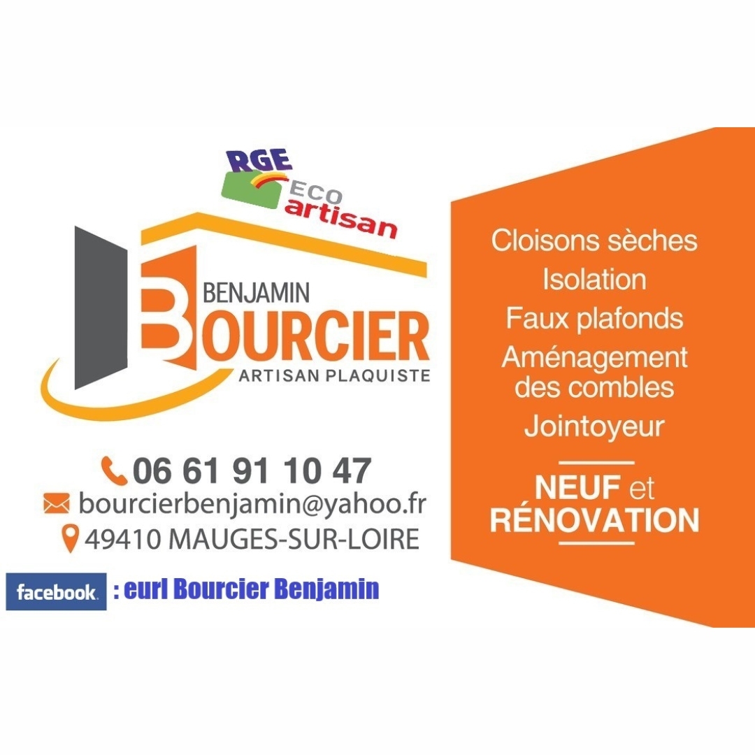 Panneau explicatif de l'entreprise Benjamin Bourcier, artisan plaquiste