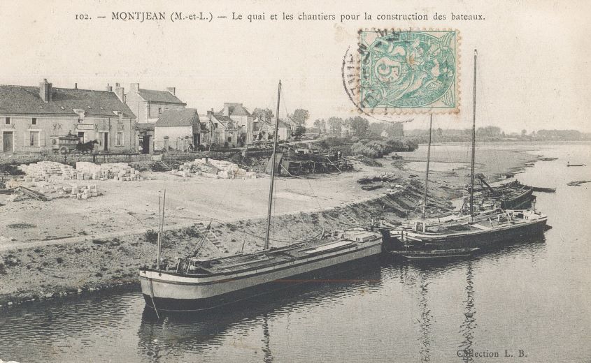 Port de Montjean-sur-Loire, carte postale de la cale sur la Loire