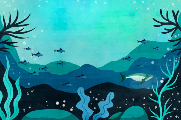 Sous l'eau - aquarelle