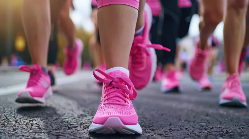 photo de plusieurs randonneurs ayant des baskets roses